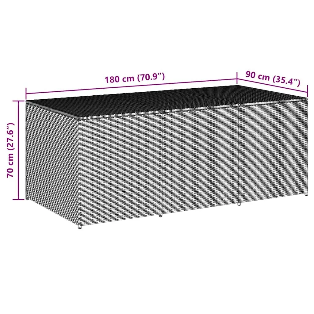 Poly Rattan Garden Storage Box 180x90x70cm Grey