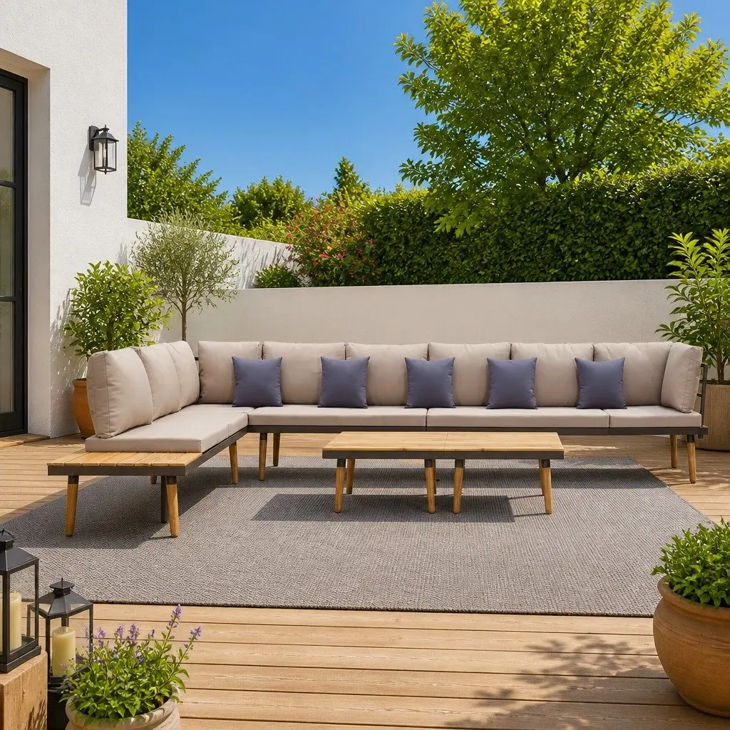 8-Seater Lounge Set for Outdoor with Cushions