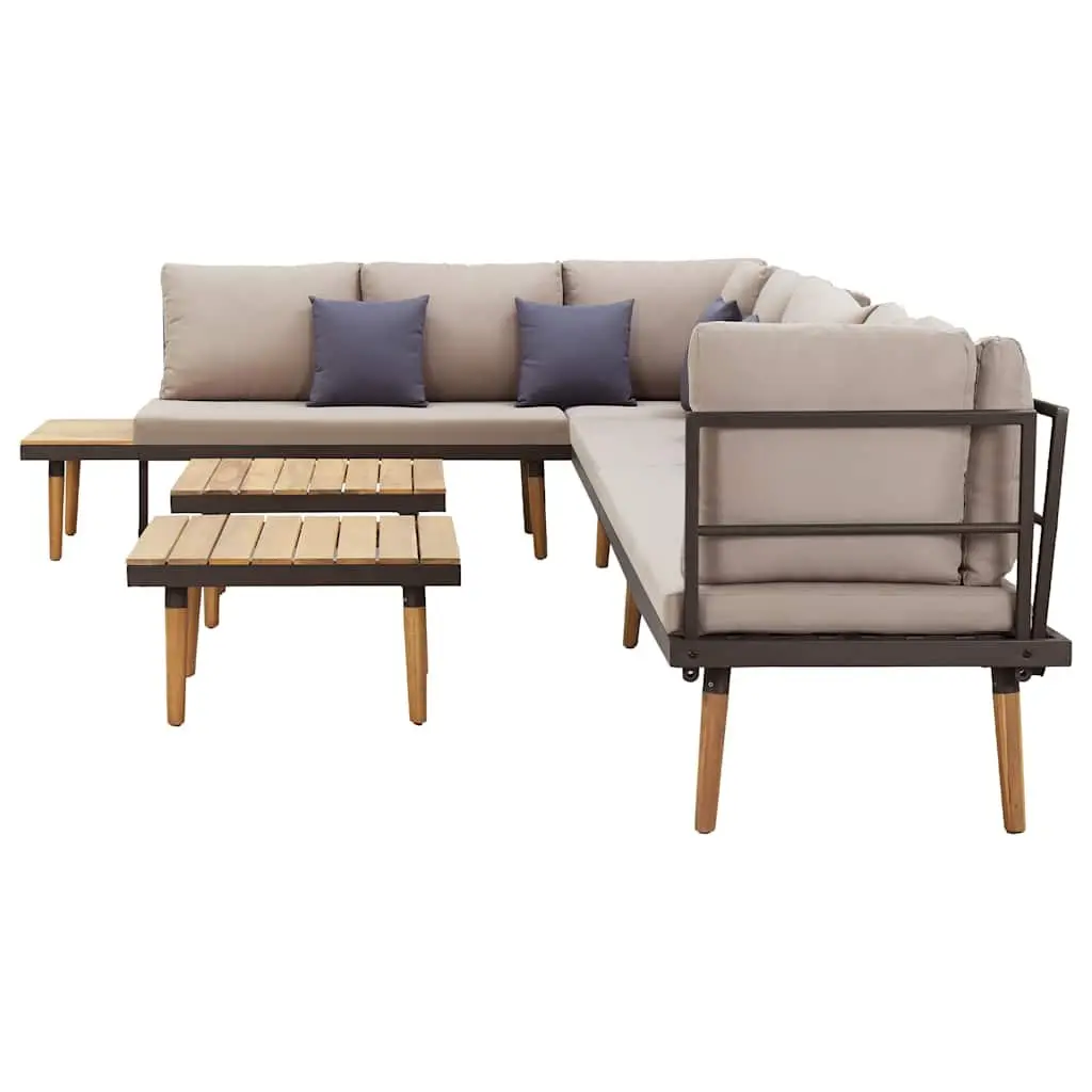8-Seater Lounge Set for Outdoor with Cushions