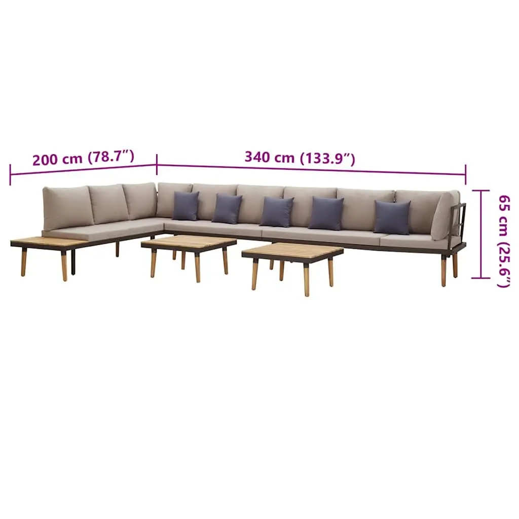 8-Seater Lounge Set for Outdoor with Cushions
