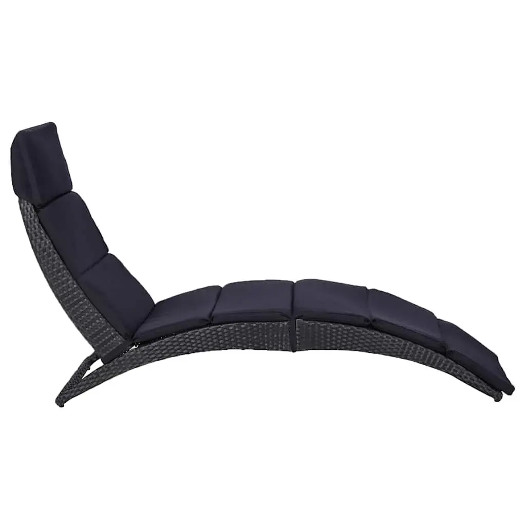 Poly Rattan Foldable Sun Lounger for Outdoors