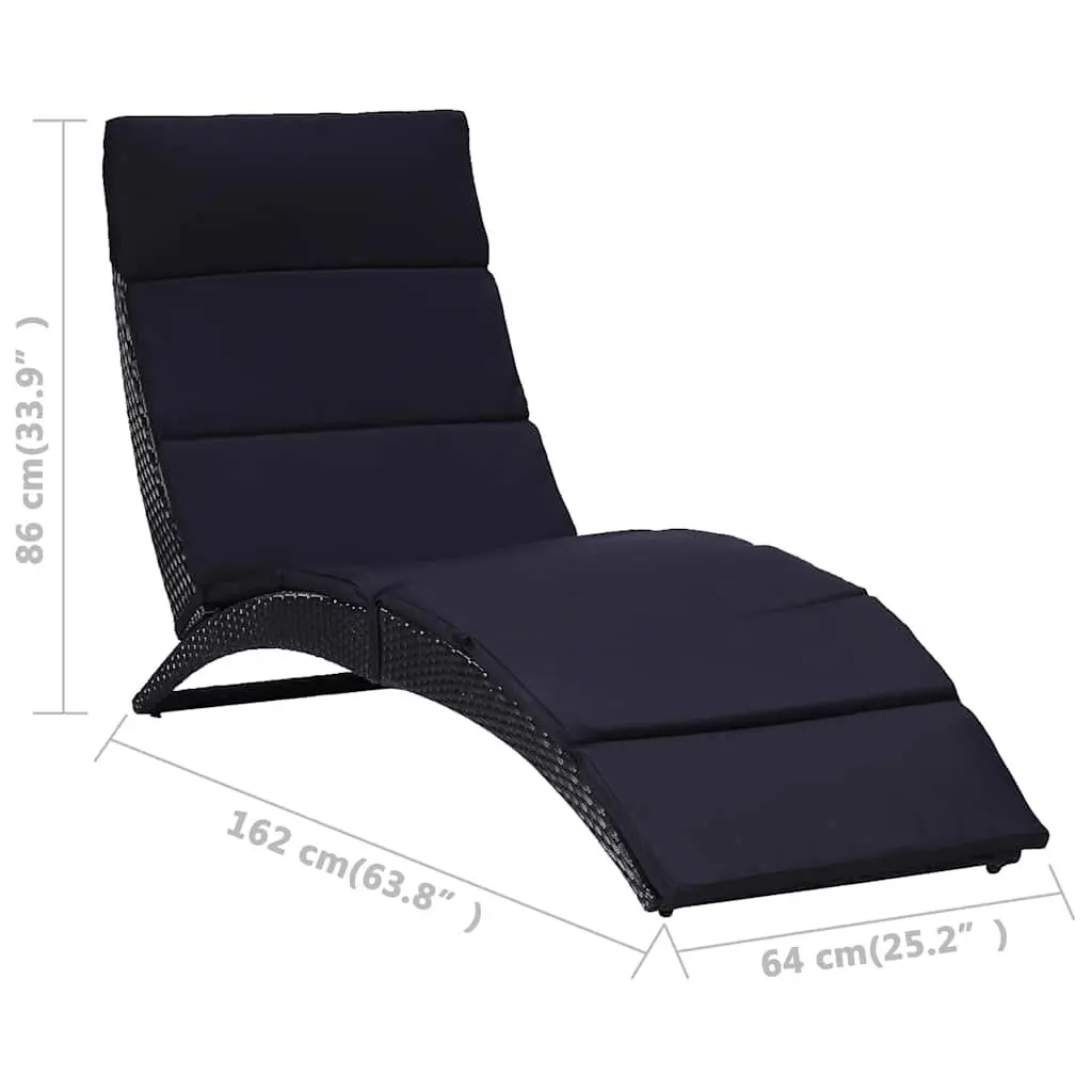 Poly Rattan Foldable Sun Lounger for Outdoors