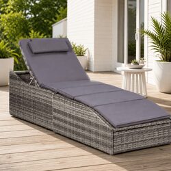 Premium Grey Sun Lounger with Cushion for Outdoor Comfort