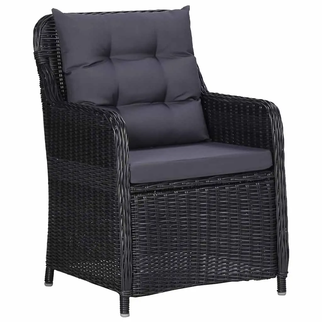 Outdoor Chairs Set Poly Rattan 2 Piece Garden Seating Black
