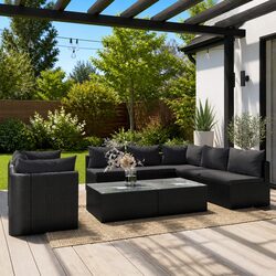 Premium 9-Piece Outdoor Sectional Sofa Set in Black