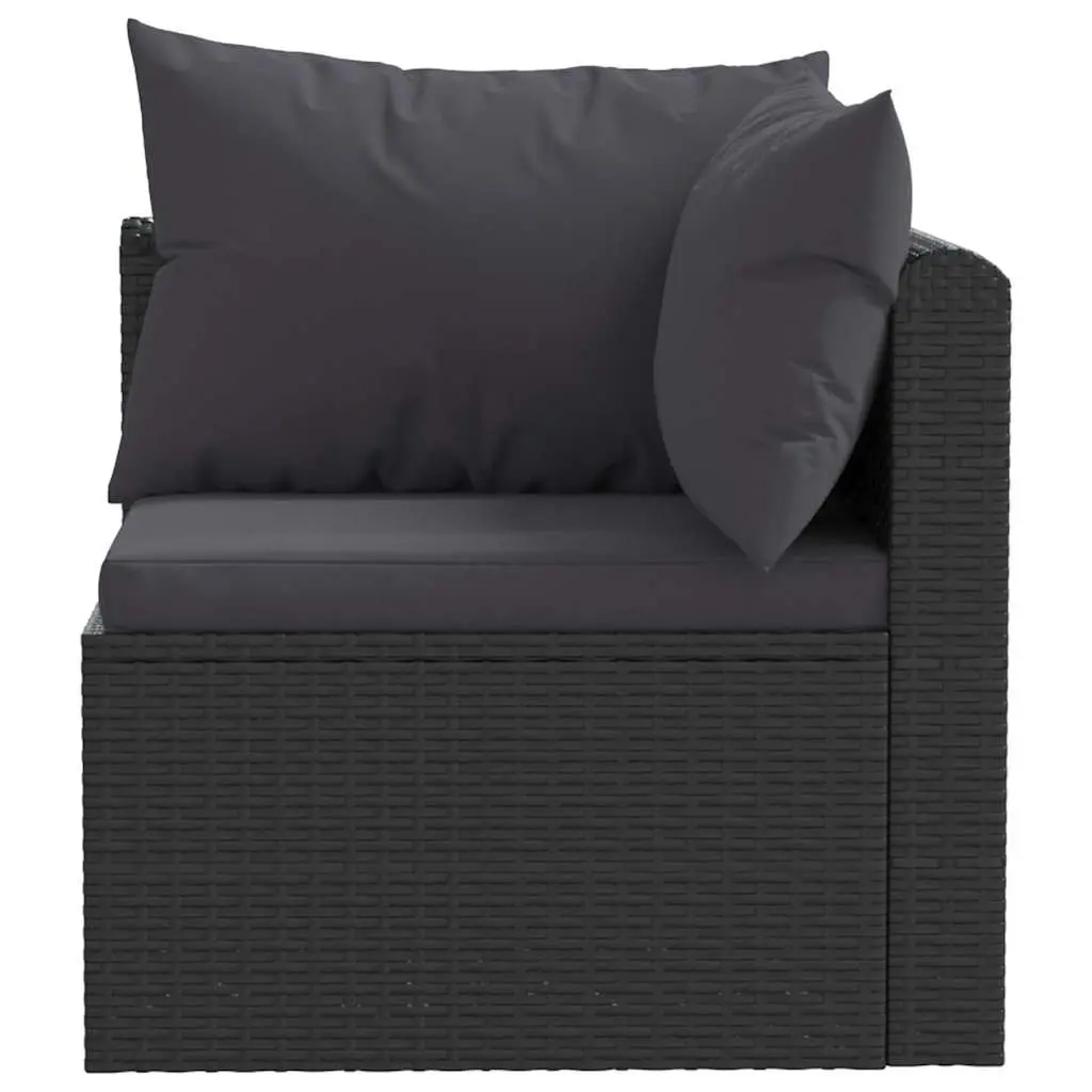 Garden Lounge Set Poly Rattan Black 9 Piece Modular Outdoor Sofa Set