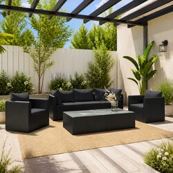 7-Piece Outdoor Garden Sectional Sofa Set with Cushions