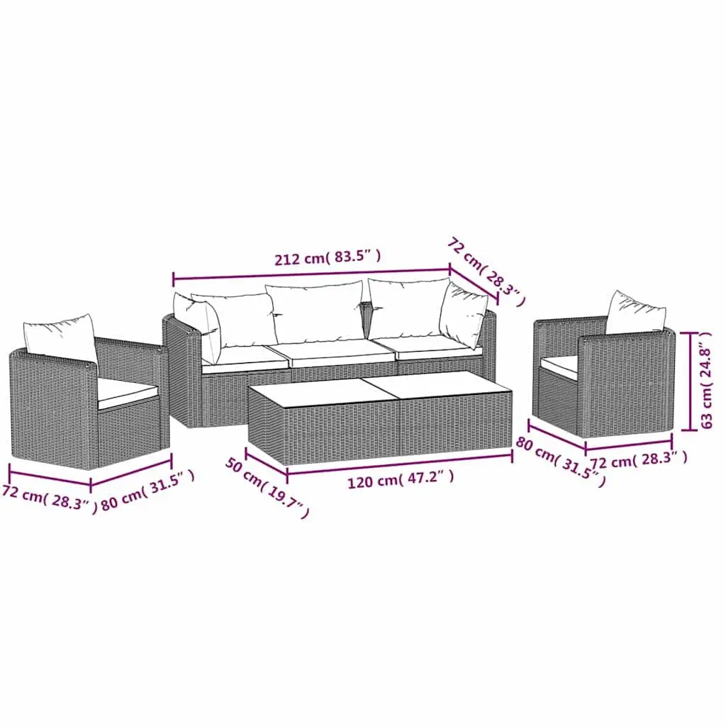 7-Piece Outdoor Garden Sectional Sofa Set with Cushions