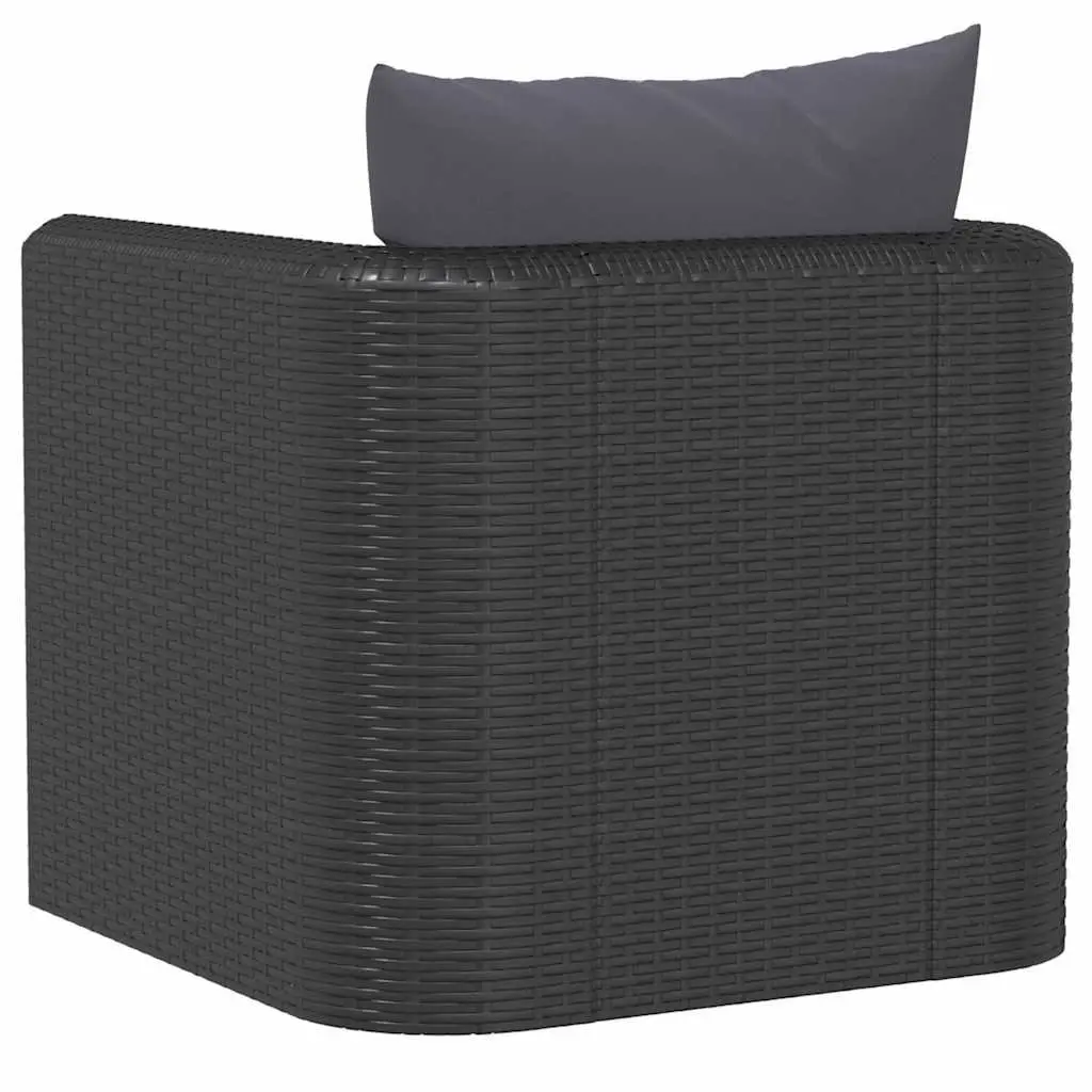 Black Poly Rattan Outdoor Single Sofa with Cushions