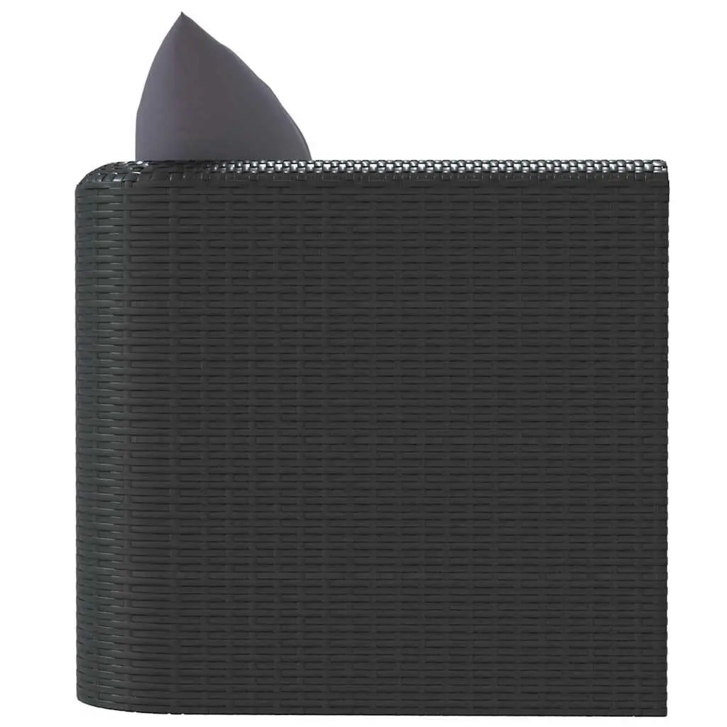 Black Poly Rattan Outdoor Single Sofa with Cushions
