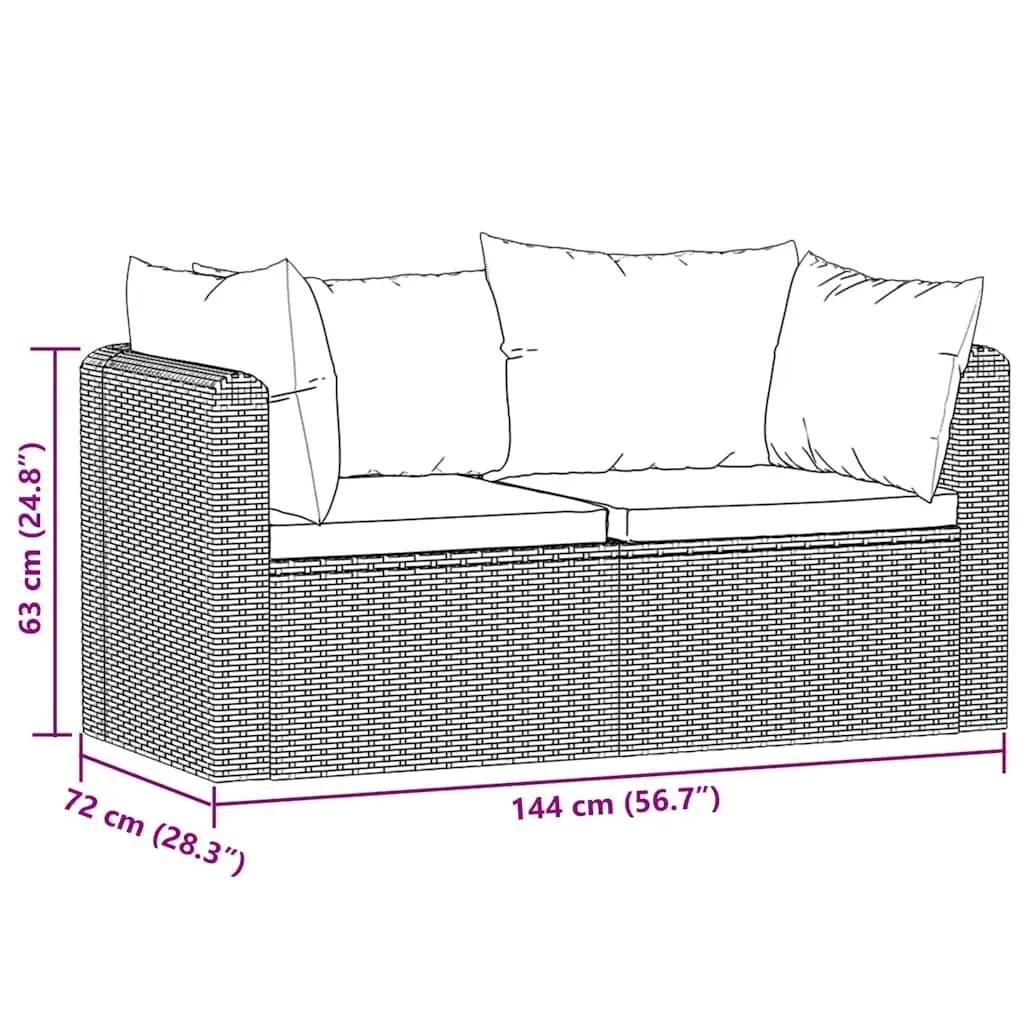 Outdoor Sectional Sofa Set 2 Piece Poly Rattan Garden Patio Seating with