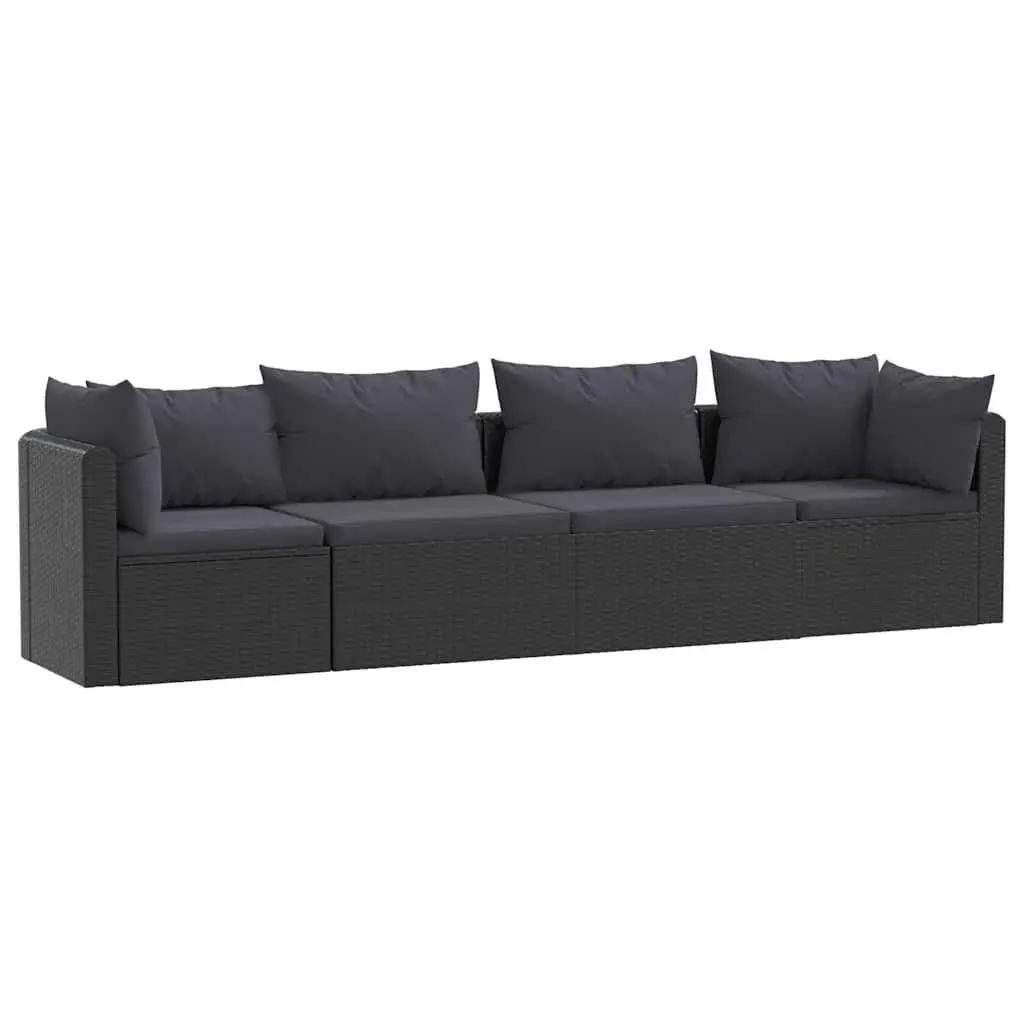 4-Piece Poly Rattan Outdoor Sectional Sofa Set