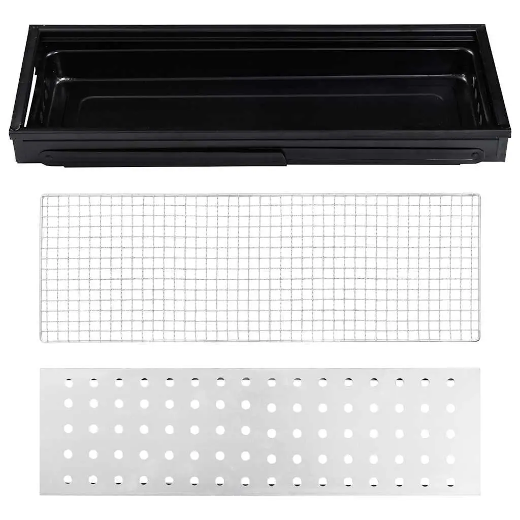 Portable Charcoal BBQ Grill Steel 60 x 22.5 x 33 cm Black
