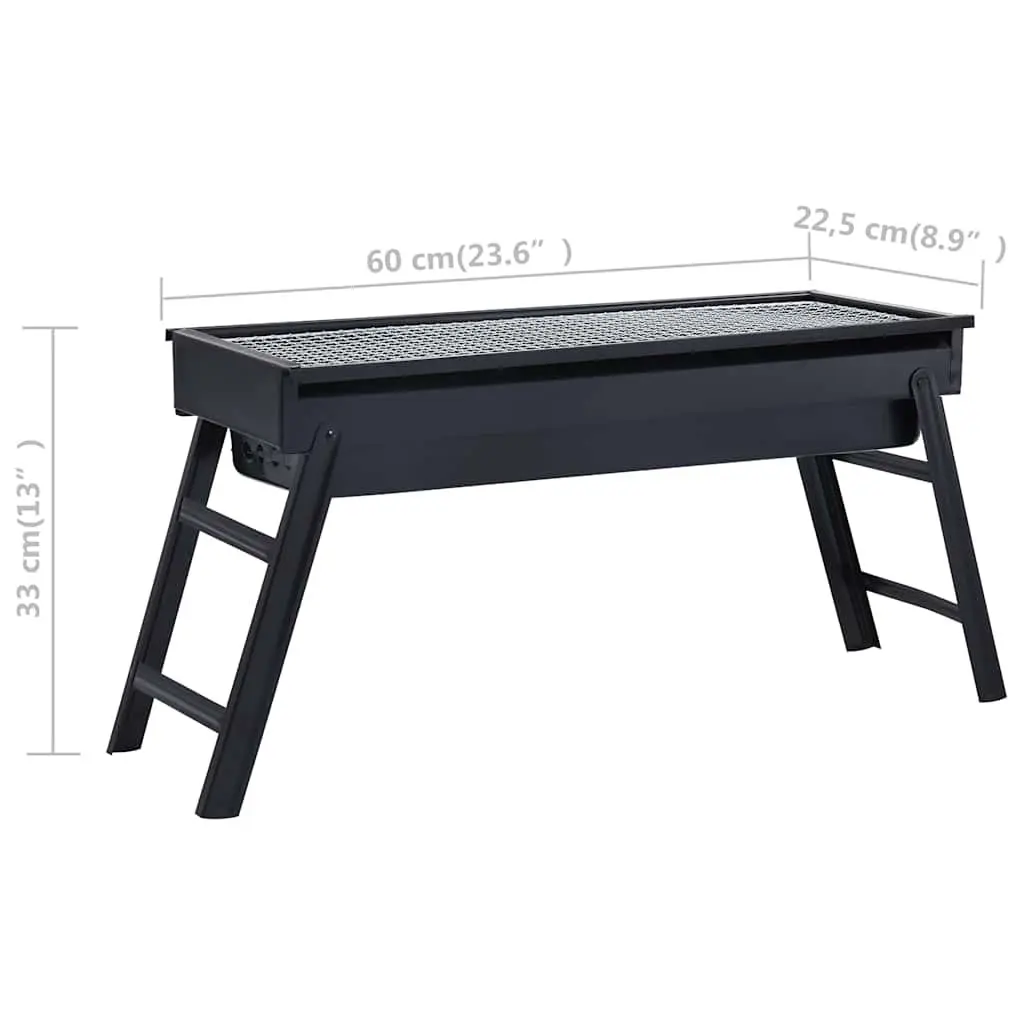 Portable Charcoal BBQ Grill Steel 60 x 22.5 x 33 cm Black