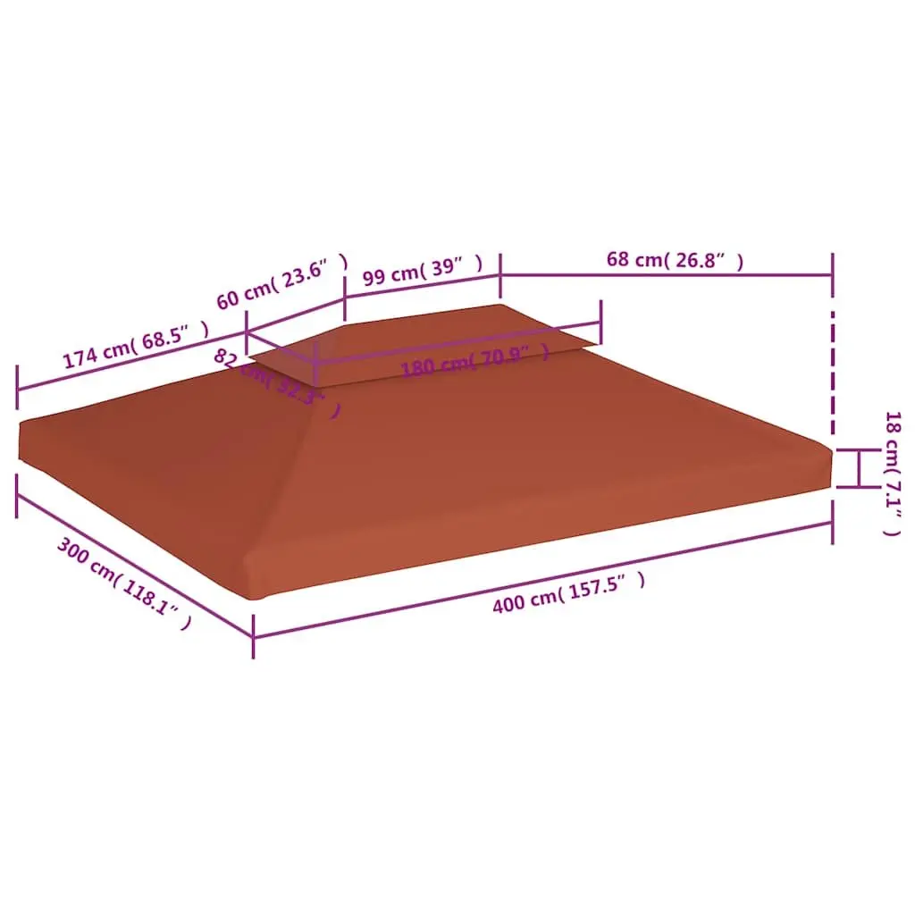 2-Tier Gazebo Top Cover 4x3 m Waterproof Canopy