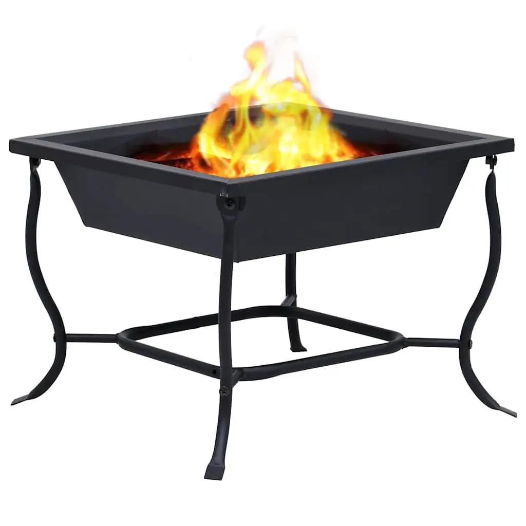 Fire Pit Steel Bowl 42cm Black Outdoor Heater Garden Patio Burner