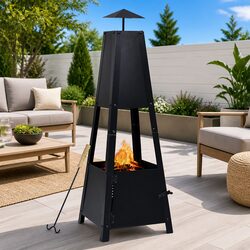 Durable Black Pyramid Fire Pit for Outdoor Gatherings