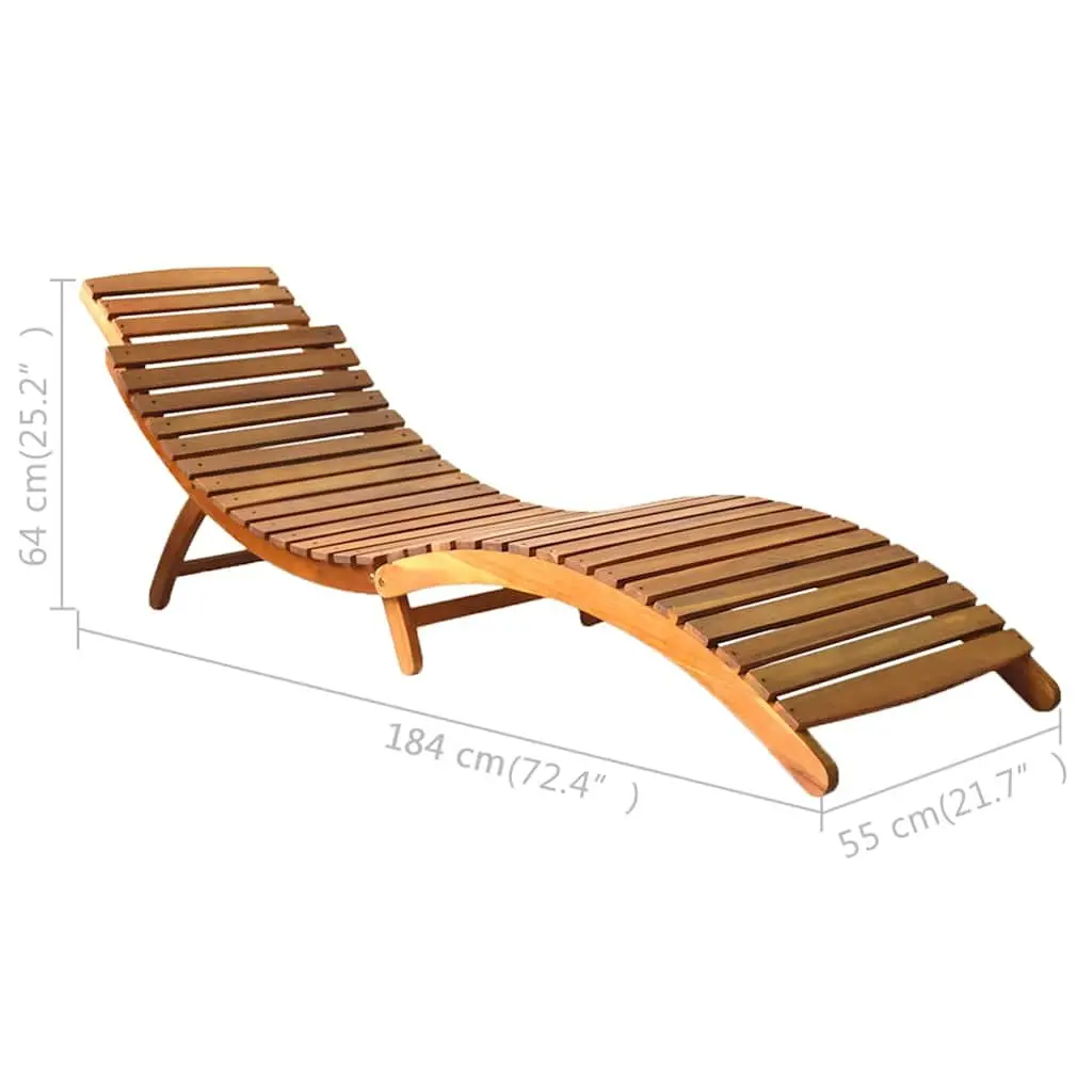 Folding Chair Brown Ergonomic Outdoor Patio Garden Lounge Sun Lounger Solid Acacia Wood