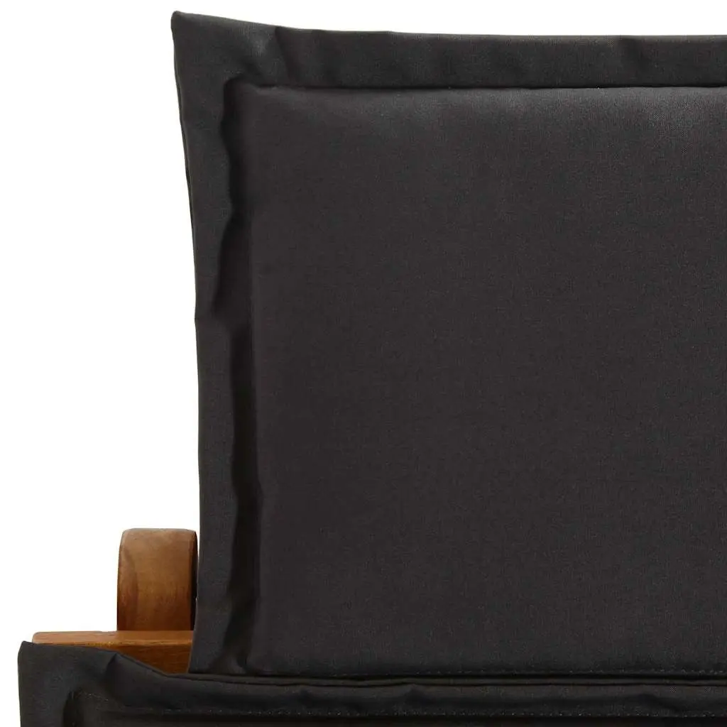 Folding Acacia Wood Sun Lounger with Grey Cushion