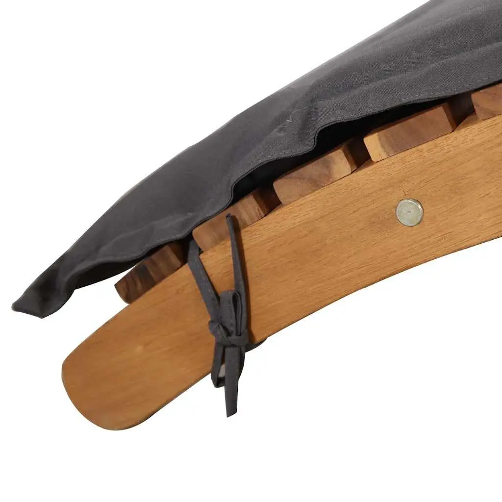 Folding Acacia Wood Sun Lounger with Grey Cushion