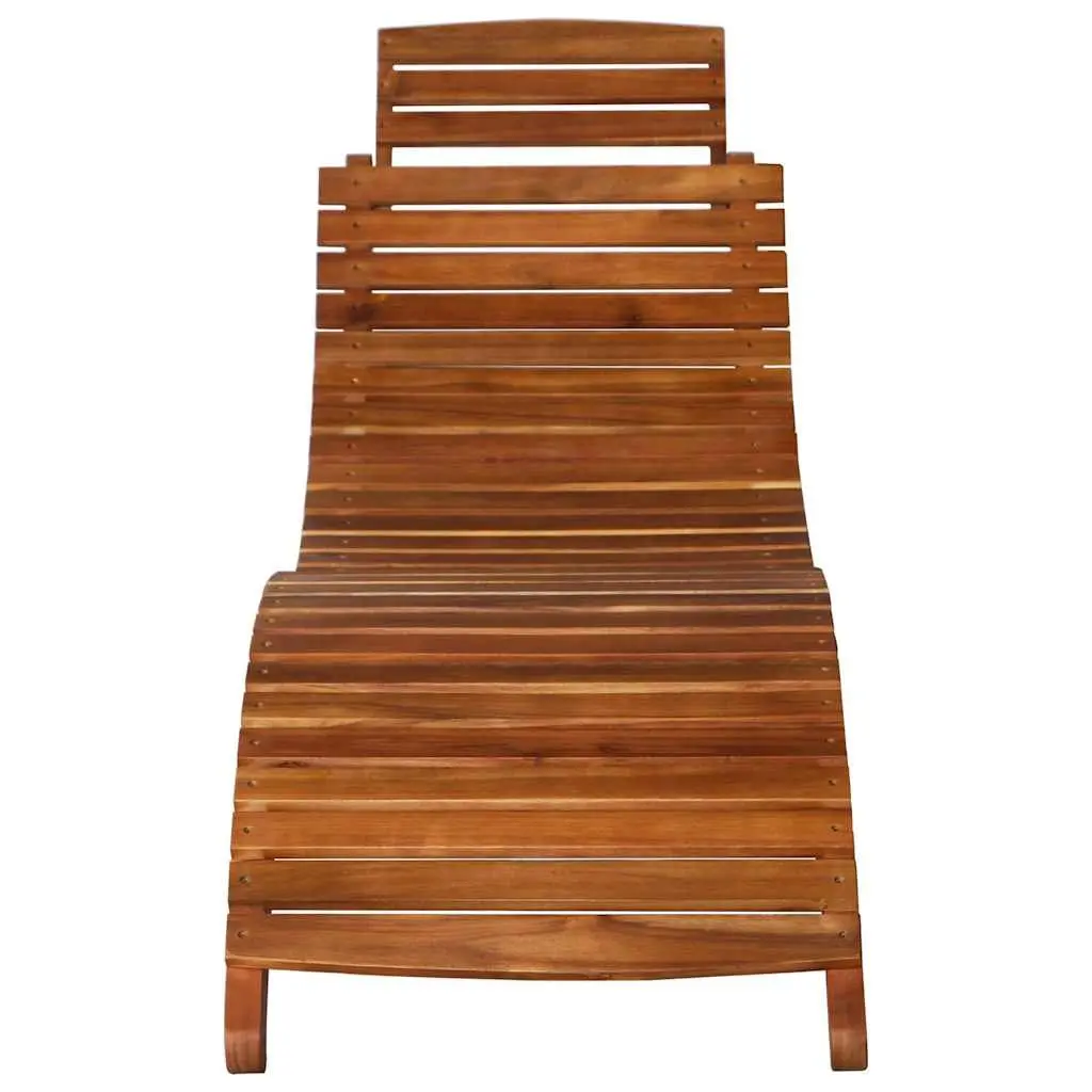 Solid Acacia Wood Sun Lounger with Integrated Side Table