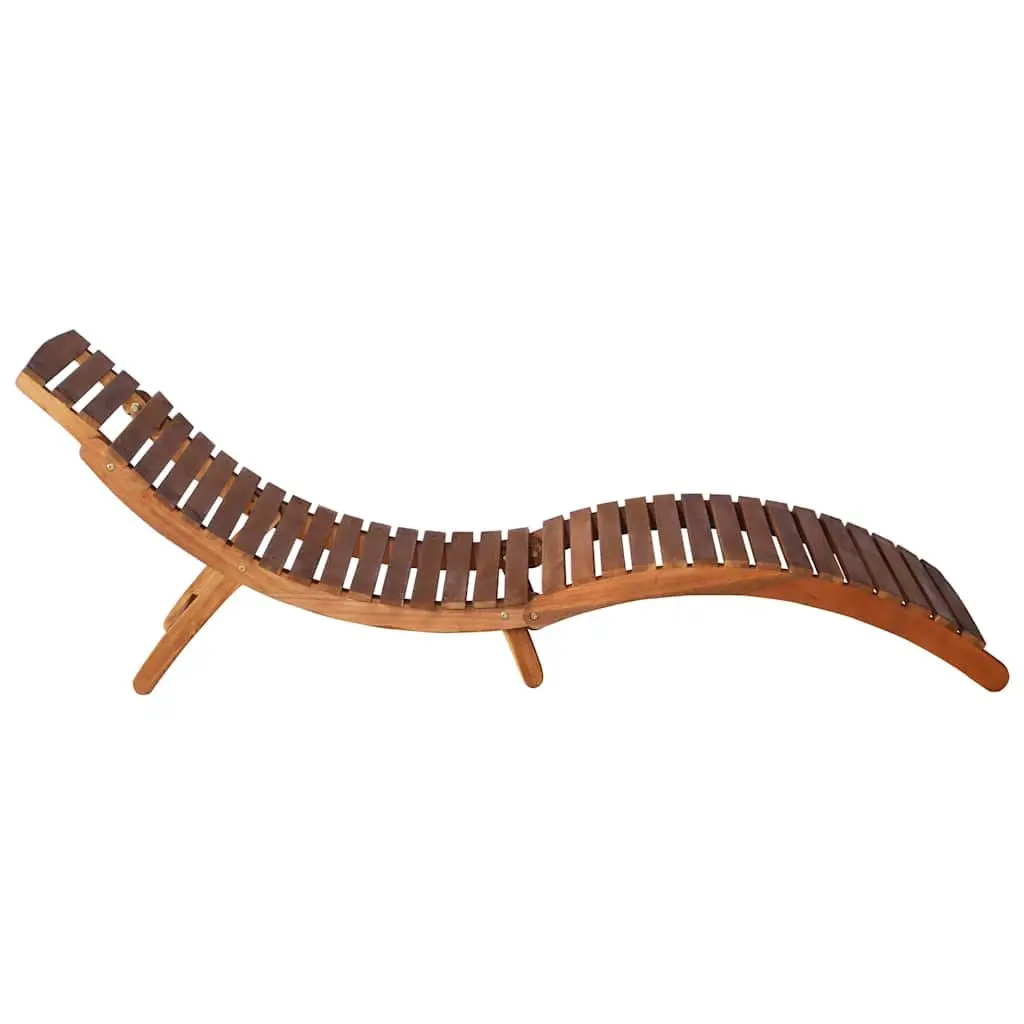 Solid Acacia Wood Sun Lounger with Integrated Side Table