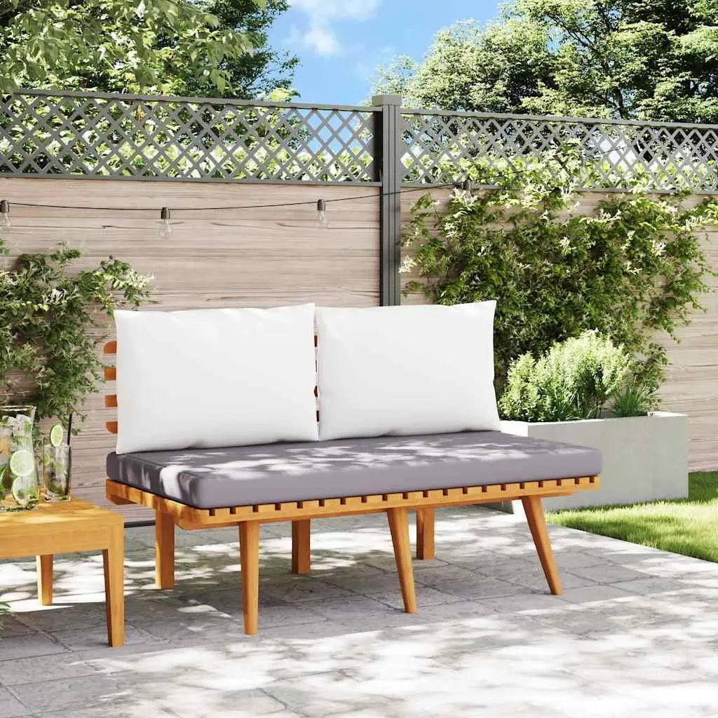 Garden Bench 115cm Outdoor Seating with Padded Cushions Brown Solid Wood