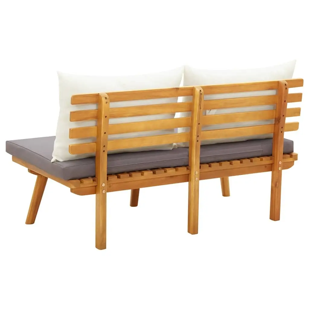 Garden Bench 115cm Outdoor Seating with Padded Cushions Brown Solid Wood