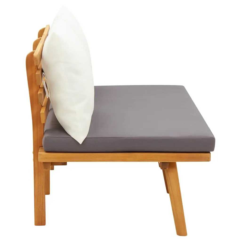 Garden Bench 115cm Outdoor Seating with Padded Cushions Brown Solid Wood