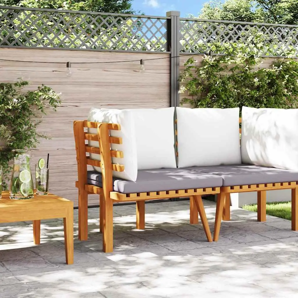 Brown Wooden Garden Corner Sofa with Cushions