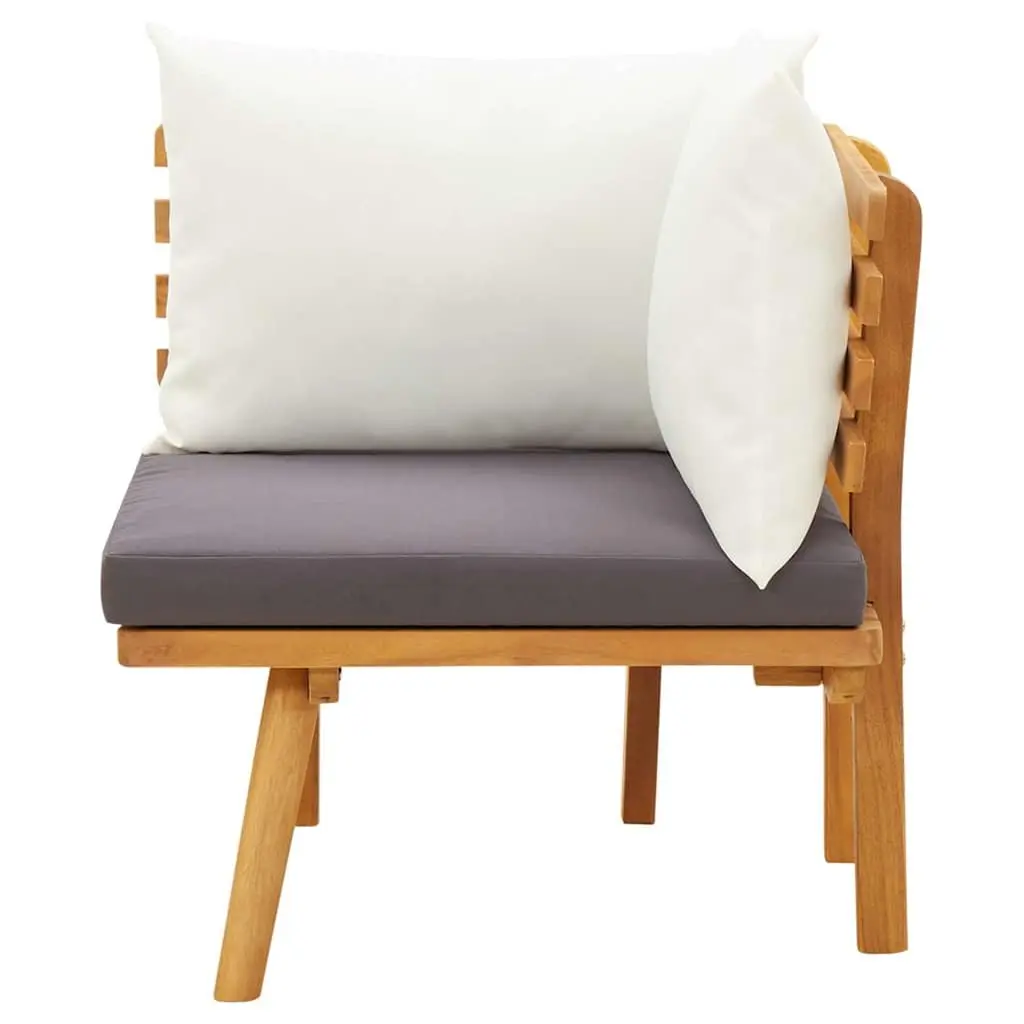 Brown Wooden Garden Corner Sofa with Cushions
