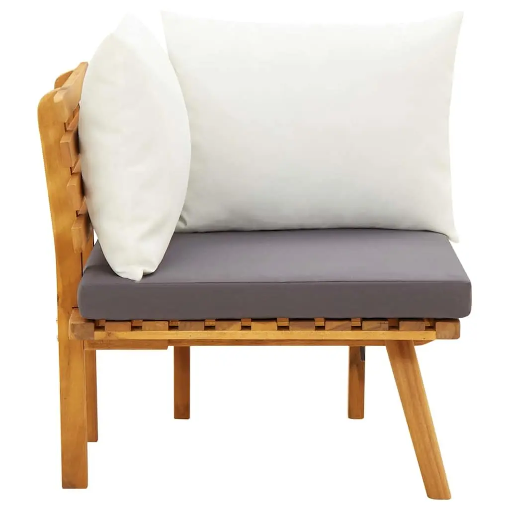 Brown Wooden Garden Corner Sofa with Cushions