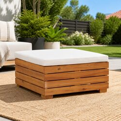 Durable Brown Outdoor Sectional Footrest with Cushion