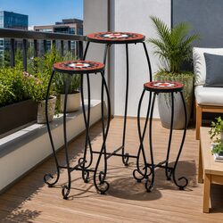 Ceramic Top Mosaic Plant Stand Set of 3 for Garden
