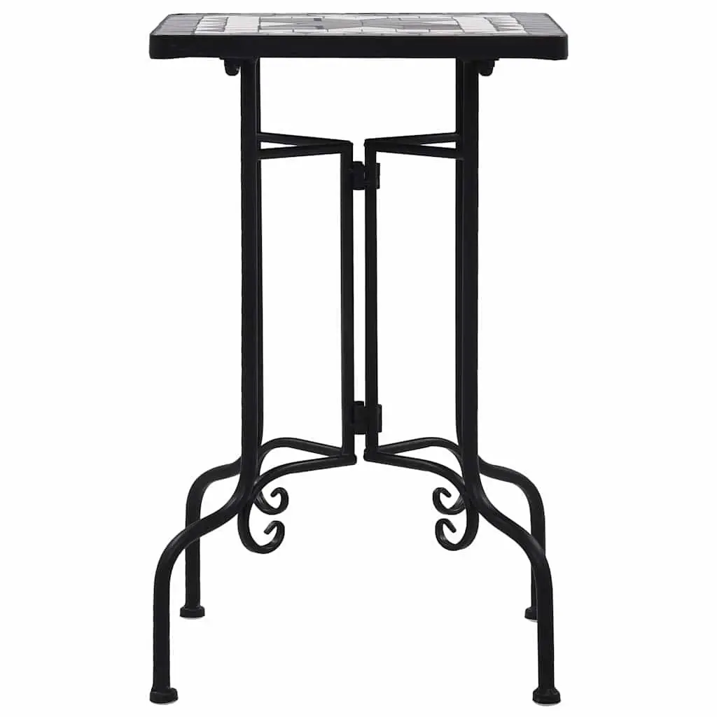 Black and White Mosaic Side Table for Outdoors