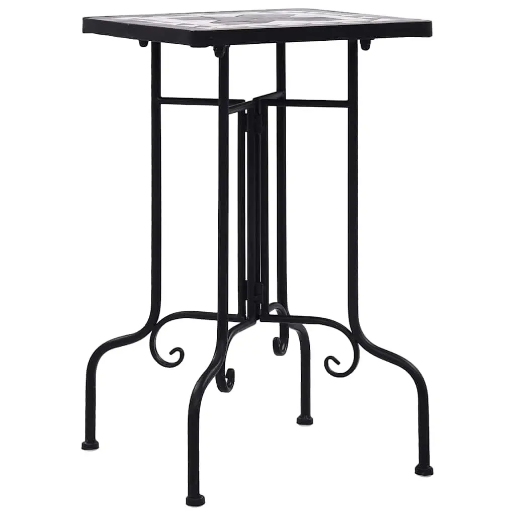 Black and White Mosaic Side Table for Outdoors