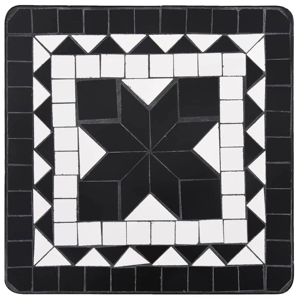 Black and White Mosaic Side Table for Outdoors