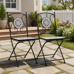 Durable Mosaic Bistro Chairs Set of 2 for Outdoor Use