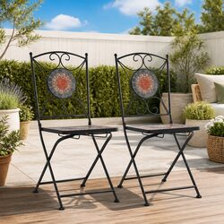 Set of 2 Mosaic Bistro Chairs for Outdoor Spaces