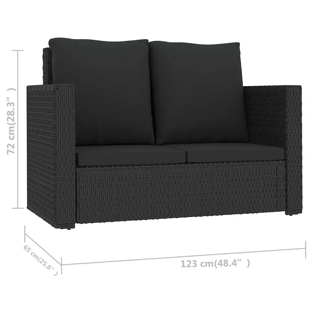 2 Piece Outdoor Rattan Sofa and Stool Set