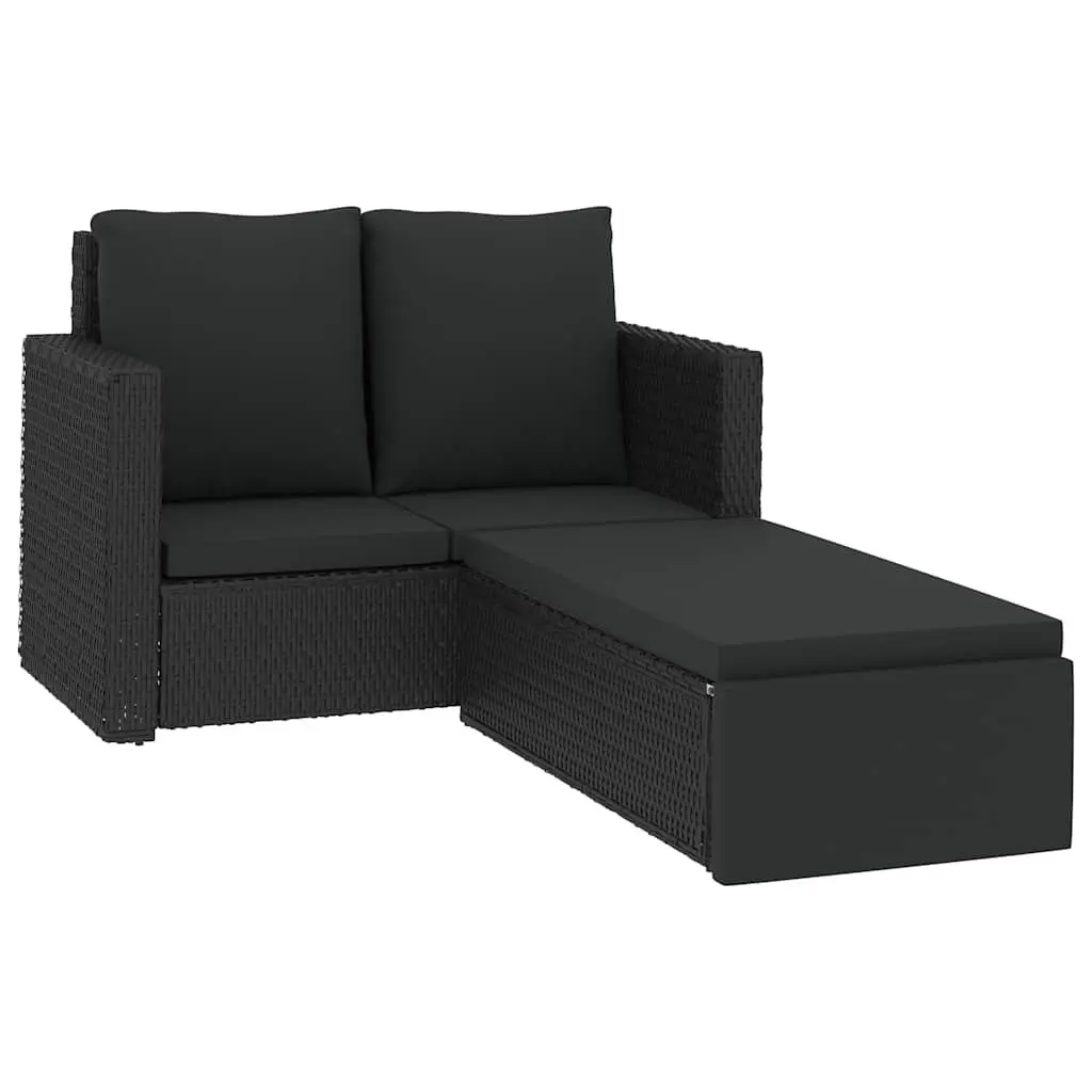 2 Piece Outdoor Rattan Sofa and Stool Set