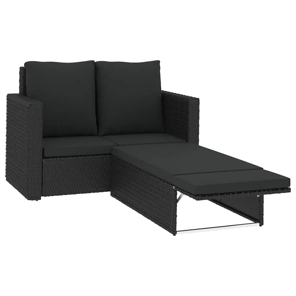 2 Piece Outdoor Rattan Sofa and Stool Set