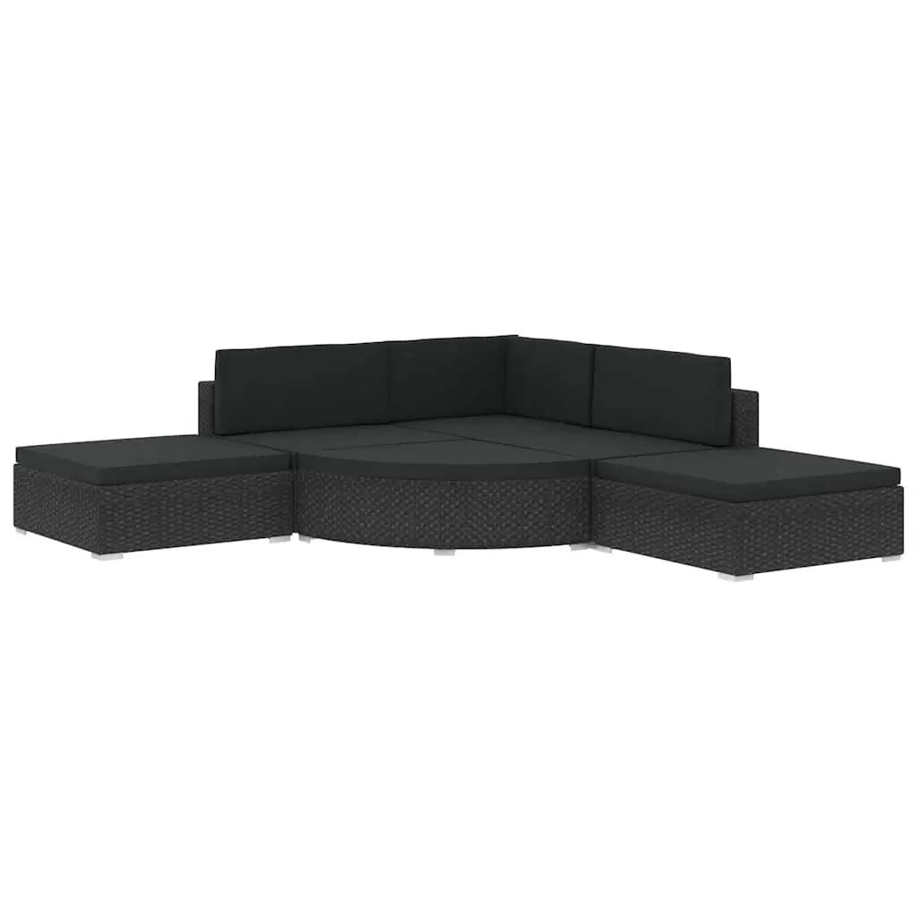Garden Lounge Set PE Rattan 6 Piece Outdoor Sofa Black