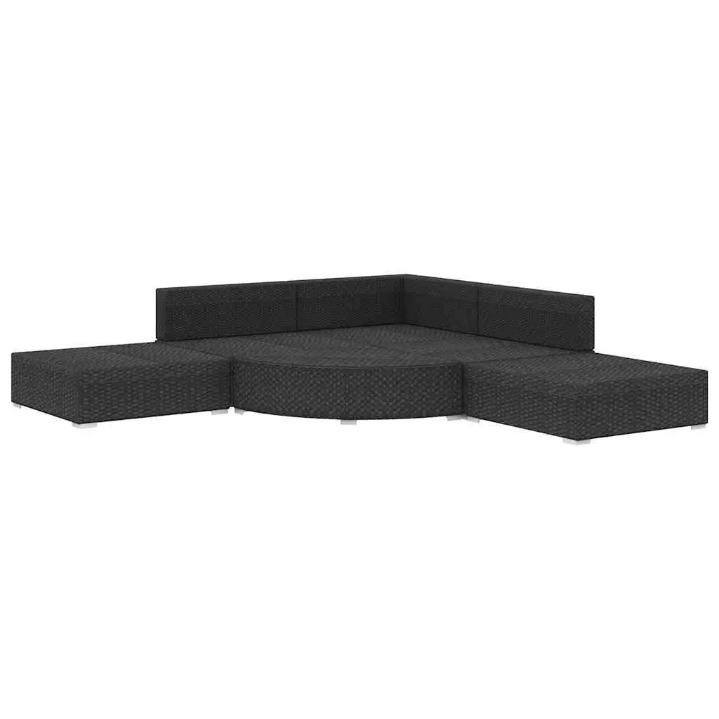 Garden Lounge Set PE Rattan 6 Piece Outdoor Sofa Black
