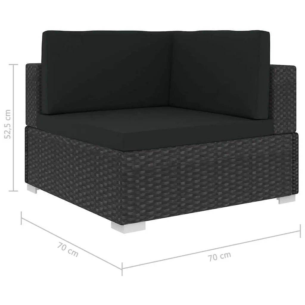 Garden Lounge Set PE Rattan 6 Piece Outdoor Sofa Black