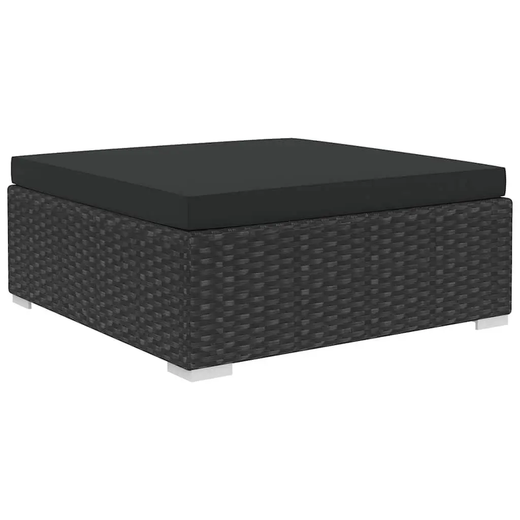 5 Piece Garden Lounge Set PE Rattan Black Outdoor Patio Sofa with Cushions