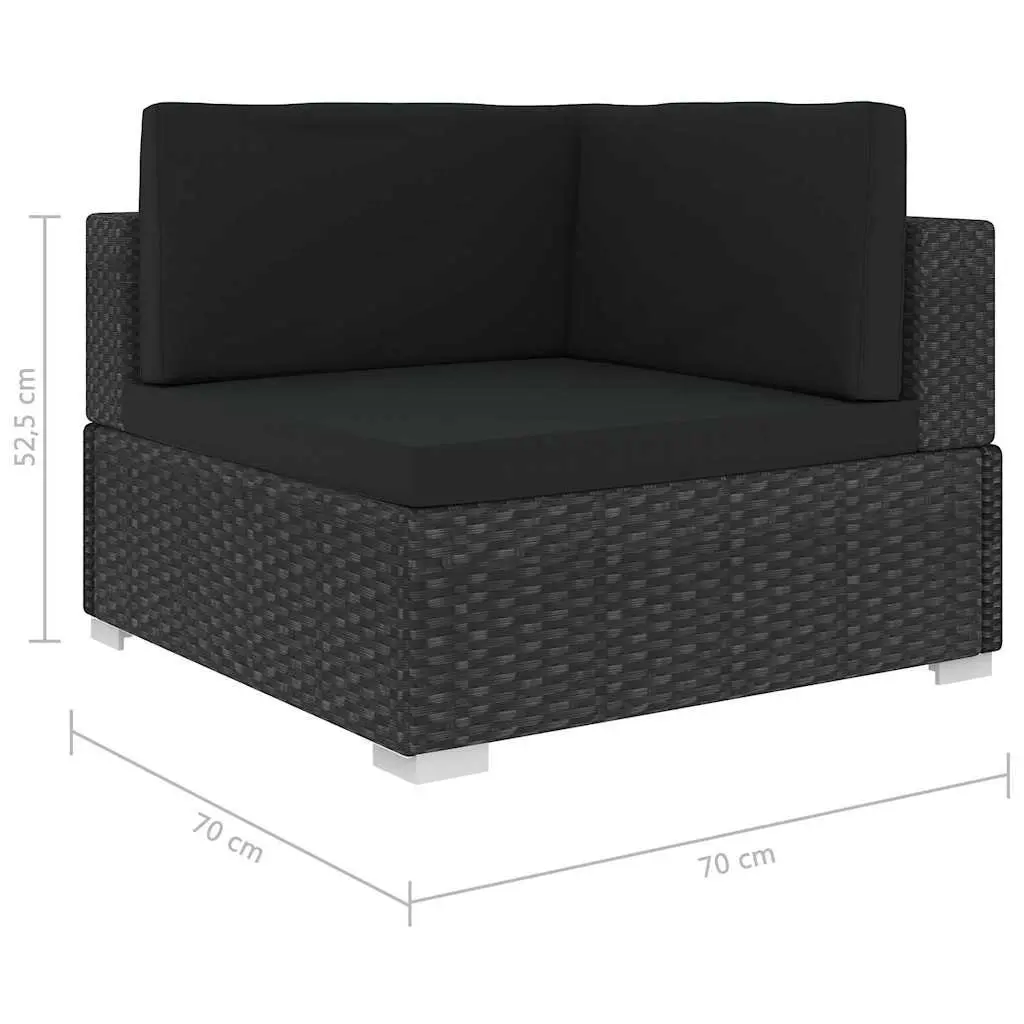 5 Piece Garden Lounge Set PE Rattan Black Outdoor Patio Sofa with Cushions