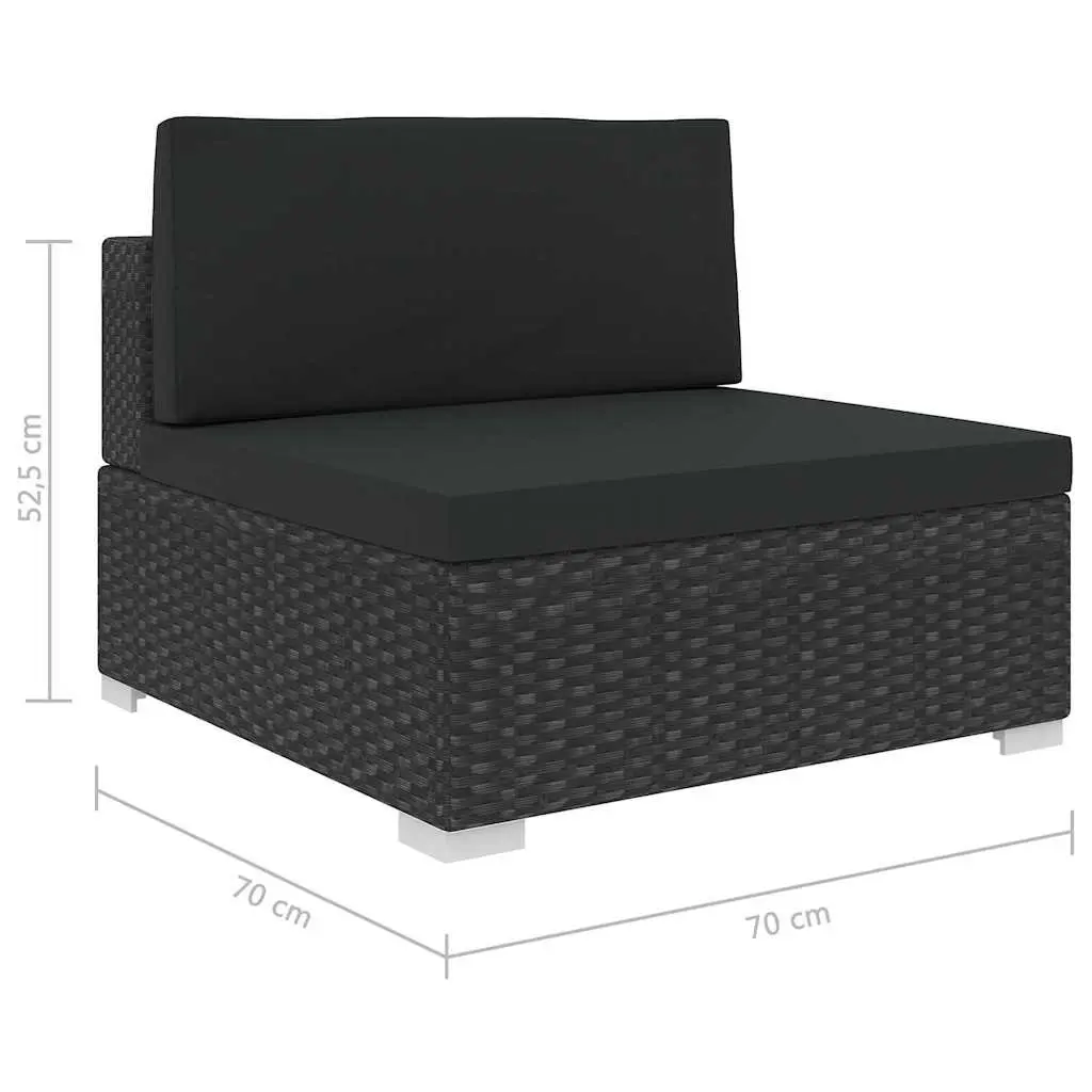 5 Piece Garden Lounge Set PE Rattan Black Outdoor Patio Sofa with Cushions