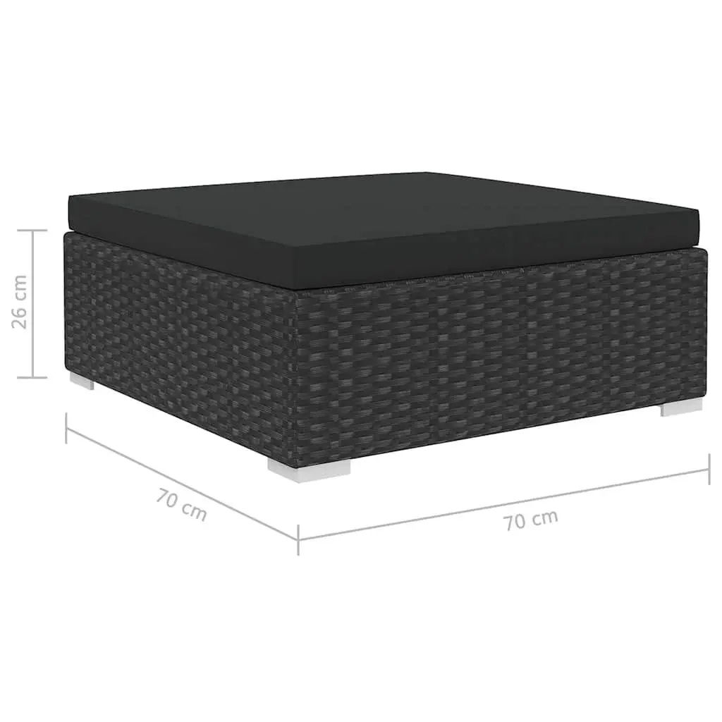 5 Piece Garden Lounge Set PE Rattan Black Outdoor Patio Sofa with Cushions