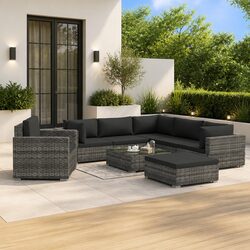 8-Piece Outdoor Patio Furniture Set with Poly Rattan